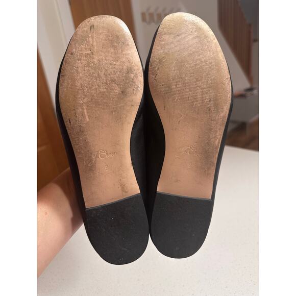 J Crew Zoe ballet flats black leather shoe slip-on grosgrain ribbon bow preppy 9 - Picture 5 of 5